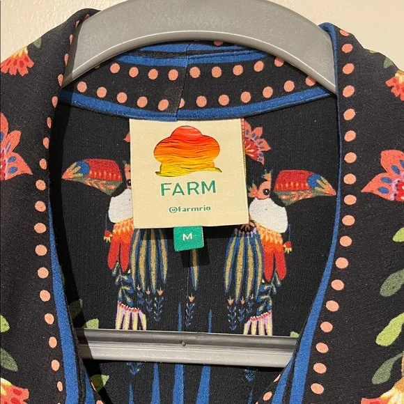 FARM RIO tie waist toucan dress with Floral Accents - Sz M EUC - Picture 2 of 11